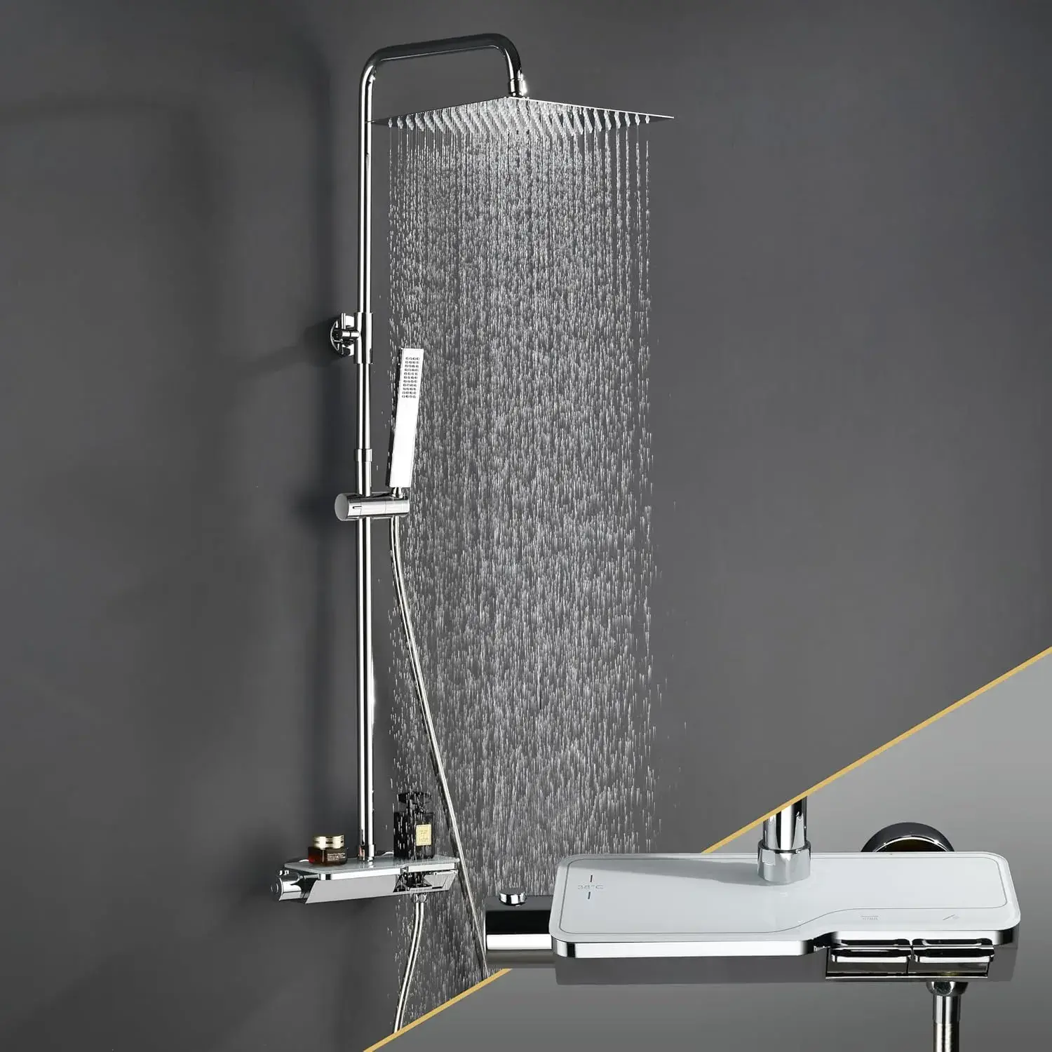 Görbach Columna de ducha con Grifo Termostático